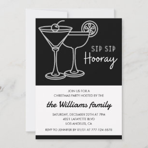 Black Christmas Party Cocktail Drinks Invitation