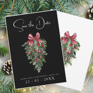 Black Christmas Red Green Winter Festive Wedding Save The Date