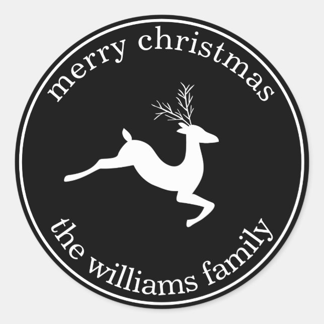 Black Christmas Reindeer Sticker (Front)