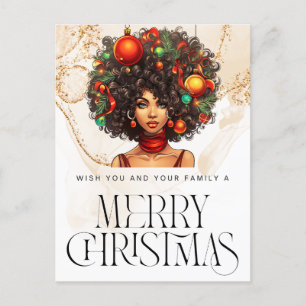 Black Christmas Sista Melanin Queen Women Xmas  Holiday Postcard
