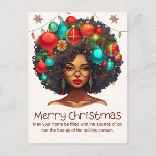 Black Christmas Sista Melanin Queen Women Xmas  Holiday Postcard