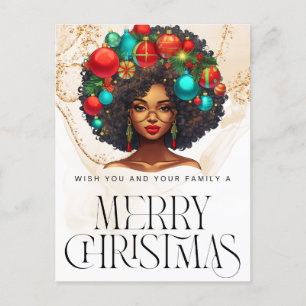 Black Christmas Sista Melanin Queen Women Xmas  Holiday Postcard