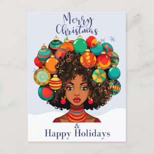 Black Christmas Sista Melanin Queen Women Xmas  Holiday Postcard