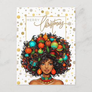 Black Christmas Sista Melanin Queen Women Xmas  Postcard