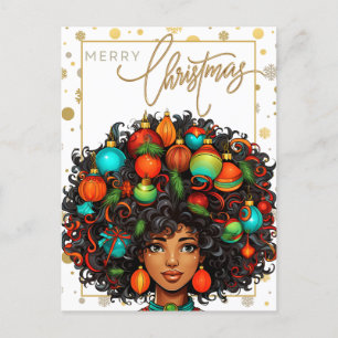 Black Christmas Sista Melanin Queen Women Xmas  Postcard