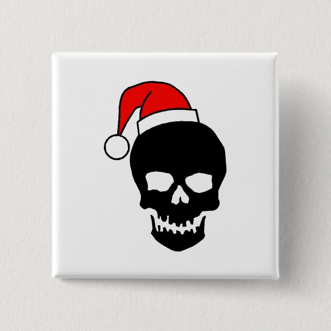 Black Christmas Skull 15 Cm Square Badge (Front)