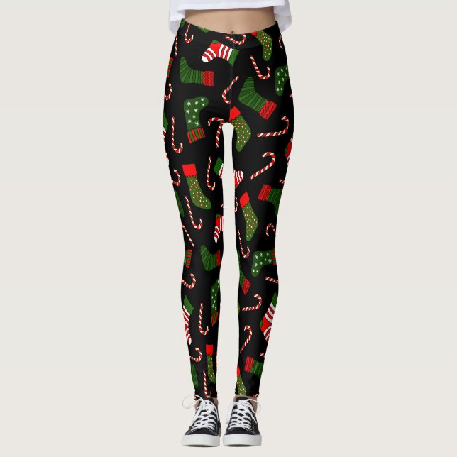 black christmas stockings leggings (Front)