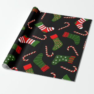 black christmas stockings wrapping paper