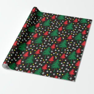 Black Christmas Themed Wrapping Paper