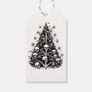 Black Christmas tree Skulls and bones Gift Tags