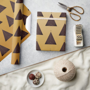 Black Christmas Tree, Yellow Gold  Wrapping Paper