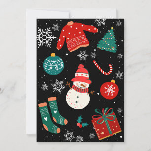 Black christmas wonderland personalised text holiday card