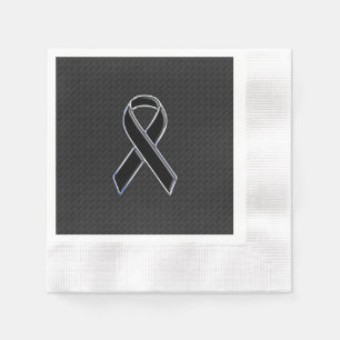 Black Chrome Style Ribbon Awareness Napkin