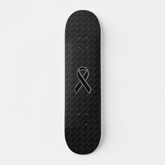 Black Chrome Style Ribbon Awareness Skateboard (Front)