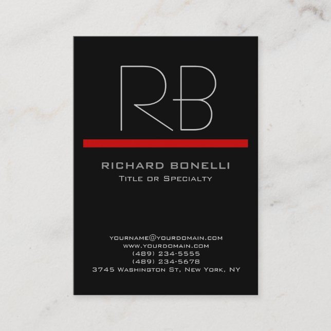 Black chubby modern background business card (Front)