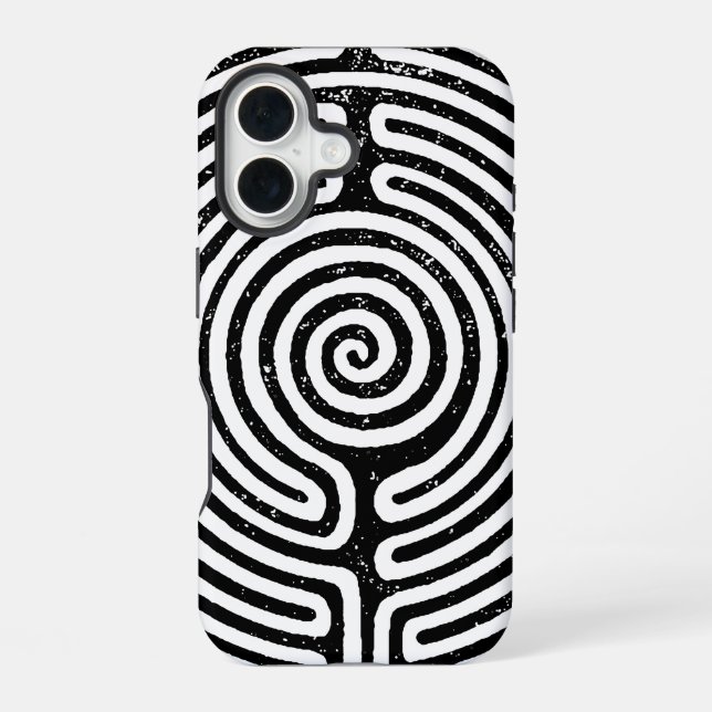 Black Circle Labyrinth Fine Art iPhone 16 Case (Back)