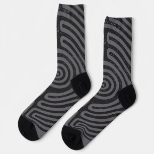 Black Circle Labyrinth (Gray) Fine Art Socks