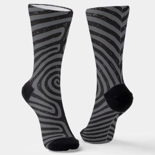 Black Circle Labyrinth (Grey) Fine Art Socks