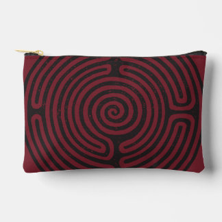 Black Circle Labyrinth (Maroon) Fine Art Accessory Pouch