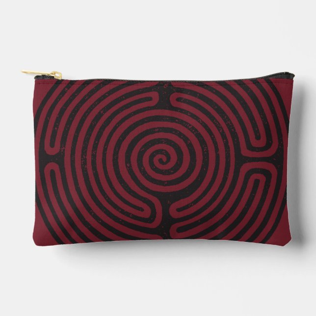 Black Circle Labyrinth (Maroon) Fine Art Accessory Pouch (Front)