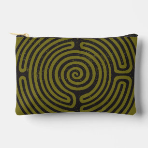 Black Circle Labyrinth (Olive) Fine Art Accessory Pouch