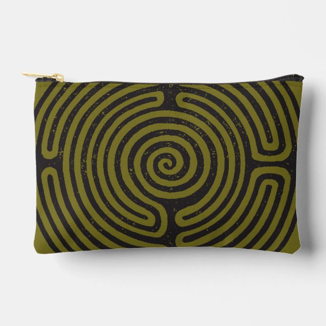 Black Circle Labyrinth (Olive) Fine Art Accessory Pouch (Front)
