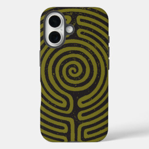 Black Circle Labyrinth (Olive) Fine Art iPhone 16 Case