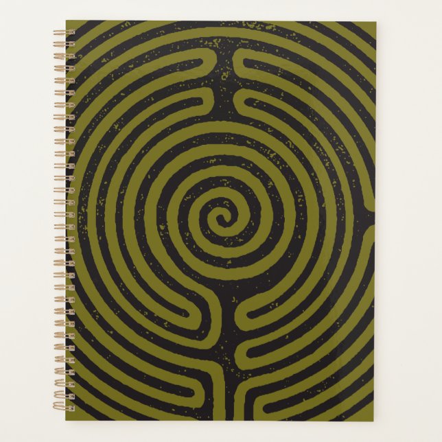 Black Circle Labyrinth (Olive) Fine Art Planner (Front)