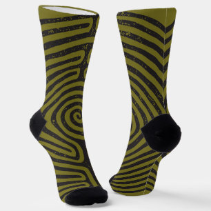 Black Circle Labyrinth (Olive) Fine Art Socks