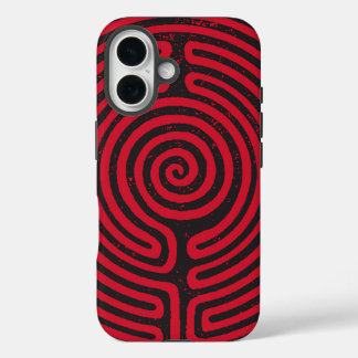 Black Circle Labyrinth (Red) Fine Art iPhone 16 Case