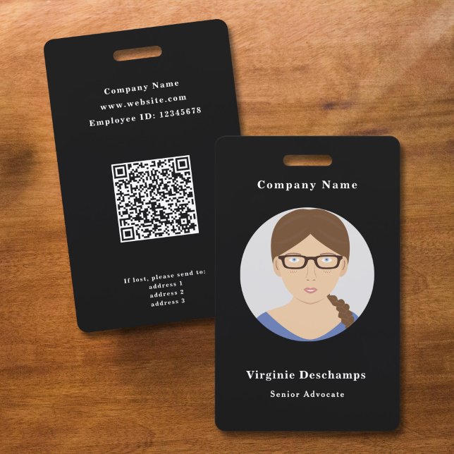 Black Circle Photo Employee Badge ID Badge (Black Circle Photo Employee Badge)