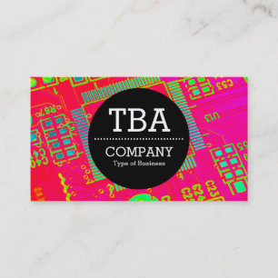 Black Circle v2 - Colourful Abstract Curcuitry Business Card