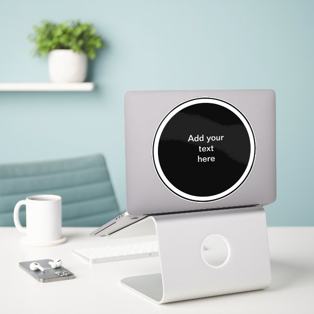 Black circle with white circle frame TEMPLATE,  (Laptop On Desk)