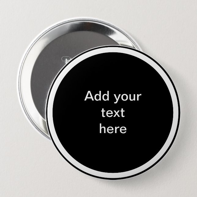 Black circle with white circle frame TEMPLATE,  10 Cm Round Badge (Front & Back)