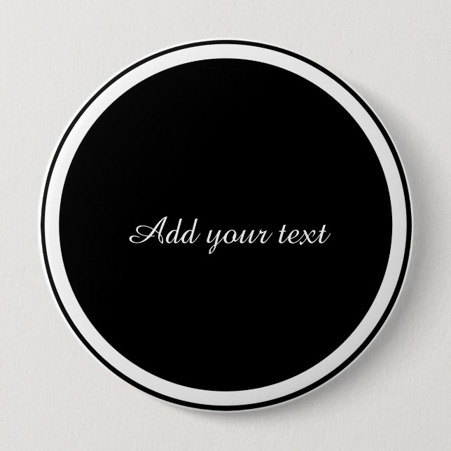 Black circle with white circle frame TEMPLATE,  10 Cm Round Badge (Front)
