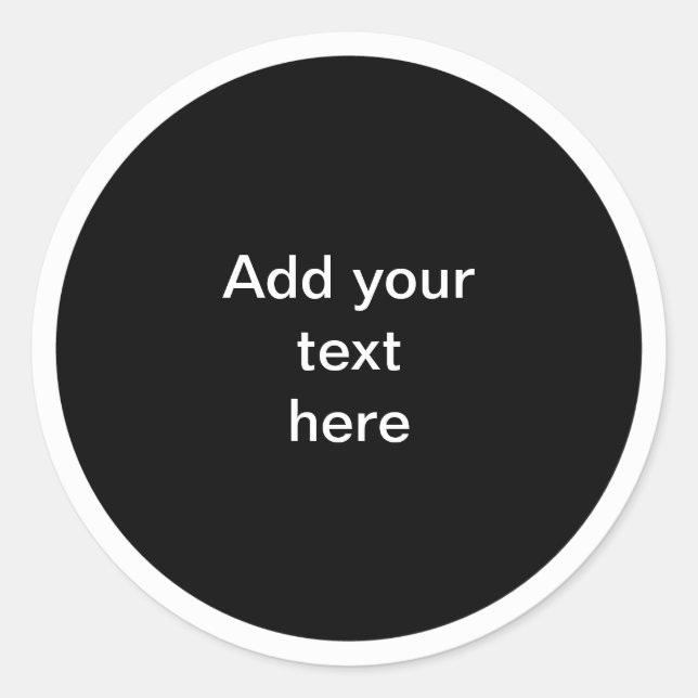 Black circle with white circle frame TEMPLATE,  Classic Round Sticker (Front)
