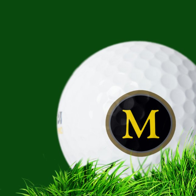 Black Circle with your Own Initial Monogram Golf Balls (Creator Uploaded)