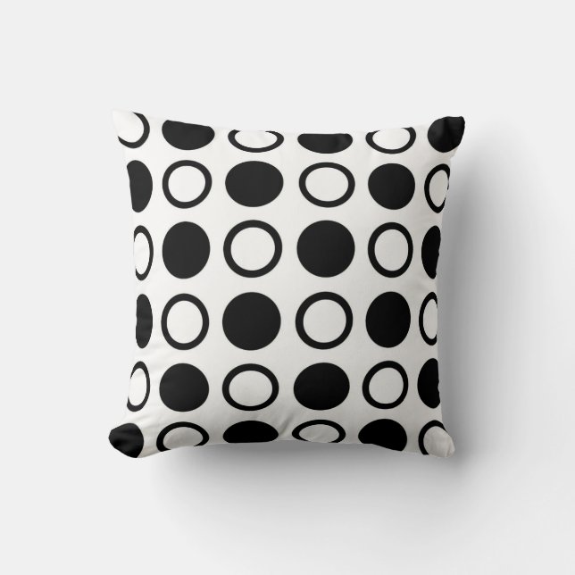 Black Circles and Polka Dots Cushion (Front)