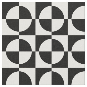 Black Circles and Squares Fabric