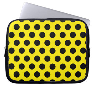Black Circles on Yellow Background Laptop Sleeve