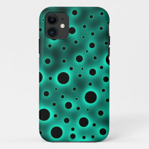 Black Circles over Turquoise Design iPhone 11 Case