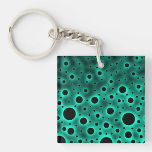 Black Circles over Turquoise Design Key Ring