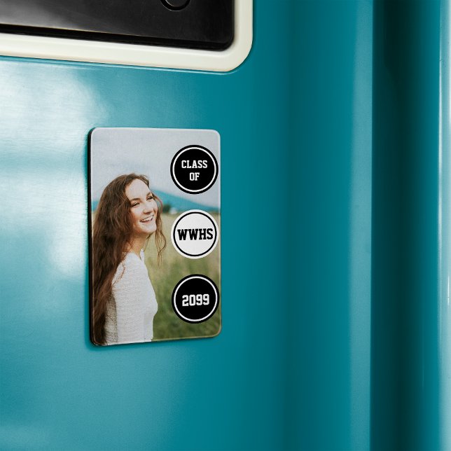 Black Circles Photo Graduation Announcement Magnet (Creator Uploaded)