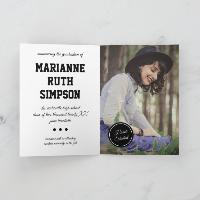 Black Circles Photo Graduation Invitation (Inside)