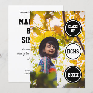 Black Circles Photo Graduation Invitation