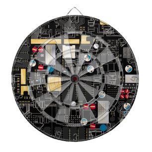 Black circuit board dartboard