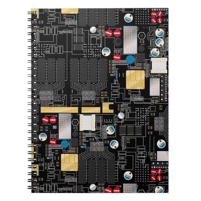 Black circuit board spiral notebook (Front)