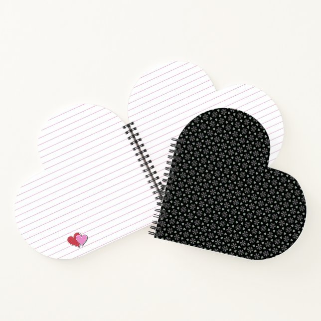 Black Circular Delight Heart Shaped Notebook (Inside)