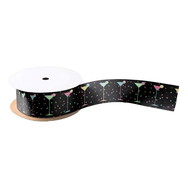 Black Citrus Martini Cocktail Confetti Party Satin Ribbon (Spool)