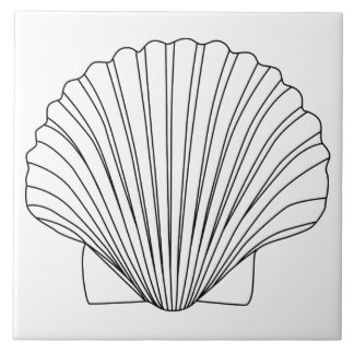 Black Clam Scallop Seashell Tile